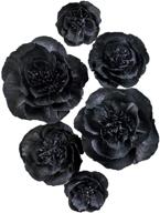 🖤 stunning letjolt artificial black paper flower decorations - perfect for wall backdrops, weddings, halloween, and more! (black set 6) logo