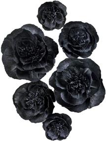 img 4 attached to 🖤 Stunning Letjolt Artificial Black Paper Flower Decorations - Perfect for Wall Backdrops, Weddings, Halloween, and More! (Black Set 6)
