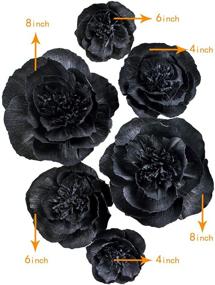 img 3 attached to 🖤 Stunning Letjolt Artificial Black Paper Flower Decorations - Perfect for Wall Backdrops, Weddings, Halloween, and More! (Black Set 6)