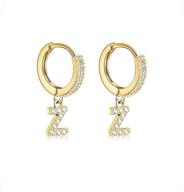 hypoallergenic small hoop earrings in 14k gold plating with delicate cubic zirconia initials - ideal for women and girls logo