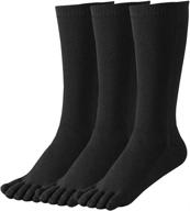 🧦 pack of 4 women's cotton crew toe socks - athletic running five finger socks logo