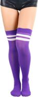 🧦 women's ribbed thigh highs with striped top - perfect for athletic wear логотип