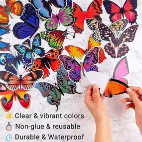 img 1 attached to Large Butterfly Window Stickers - 60 Pieces of Extra Large Decals for Birthday Parties, Bird Strike Prevention, Glass 🦋 Door Wall Art - Realistic Theme Paper Decorations, Craft Decor Clings, Scrapbooking Supplies - Vinyl Silhouette Cameo, Scrap Paper Hanging Décor