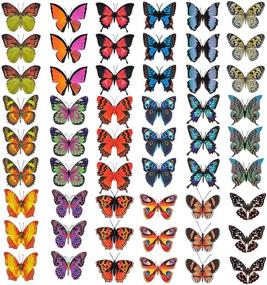 img 4 attached to Large Butterfly Window Stickers - 60 Pieces of Extra Large Decals for Birthday Parties, Bird Strike Prevention, Glass 🦋 Door Wall Art - Realistic Theme Paper Decorations, Craft Decor Clings, Scrapbooking Supplies - Vinyl Silhouette Cameo, Scrap Paper Hanging Décor