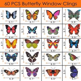 img 3 attached to Large Butterfly Window Stickers - 60 Pieces of Extra Large Decals for Birthday Parties, Bird Strike Prevention, Glass 🦋 Door Wall Art - Realistic Theme Paper Decorations, Craft Decor Clings, Scrapbooking Supplies - Vinyl Silhouette Cameo, Scrap Paper Hanging Décor