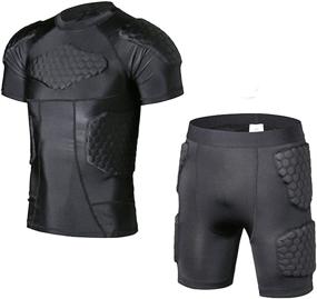 img 4 attached to 👕 DGXINJUN Men's Padded Compression Rib Protector Sports Protective T-Shirt