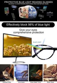 img 2 attached to OCCI CHIARI Anti Blue Light Reading Glasses UV400 for Women - Large Frame (1.0 1.5 2.0 2.5 3.0 3.5 4.0): Shop Now!