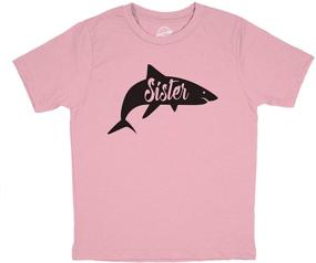 img 4 attached to 🦈 Cool and Comical Youth Sister Shark T-shirt: Perfect Beach Summer Vacation Family Tee for Kids