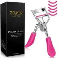 🌹 zowor eyelash curler: 5pcs silicone refill pad, curved lash curler for perfectly shaped natural and long-lasting lashes - rose red logo