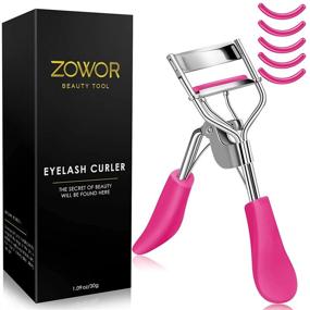 img 4 attached to 🌹 Zowor Eyelash Curler: 5PCS Silicone Refill Pad, Curved Lash Curler for Perfectly Shaped Natural and Long-Lasting Lashes - Rose Red