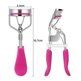 img 2 attached to 🌹 Zowor Eyelash Curler: 5PCS Silicone Refill Pad, Curved Lash Curler for Perfectly Shaped Natural and Long-Lasting Lashes - Rose Red