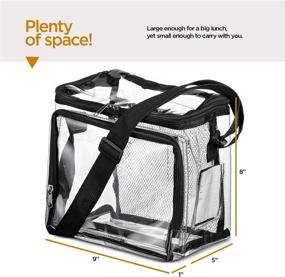 img 1 attached to 🎒 Stadium Approved Clear Lunch Bag with Adjustable Strap & Multiple Storage Compartments – Ideal Clear Tote Bag for Work, School, Concerts, and Sports Games