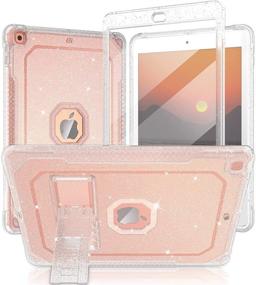 img 4 attached to 📱 ZoneFoker iPad 9th Generation Case for Apple iPad 8th/7th Gen 10.2 inch (2021/2020/2019) | Built-in Screen Protector & Stand | Clear Glitter Sparkly Full-Body Cover for Girls and Kids