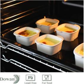 img 1 attached to 🥣 Dowan 4 унции фарфоровый рамекин, стойкий к жару, набор из 6 штук - идеальные керамические миски для выпечки крем брюле, суфле и десертов, с ручкой и удобным дизайном для хвата, можно мыть в посудомоечной машине - белый
