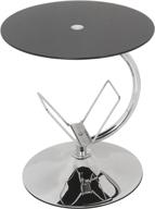 stylish avf t41-a black glass & chrome round side/lamp/end table with magazine rack: the perfect addition to your living room décor logo