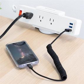 img 3 attached to Mount-It! Power Strip Holder Clamp Desk Mount with Surge Protector, White Desktop Power Outlet - 3 USB Ports, 3 AC Power Outlets, Adjustable Strip Clamp Mount