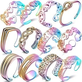 img 4 attached to Goerhsjie Gold Toe Rings: Adjustable Toe Rings for Women, Teen Girls - Set of 12pcs