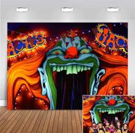 🤡 creepy giant clown horror circus halloween backdrop - 5x3ft vinyl evil haunted house party banner for scary entrance photography logo