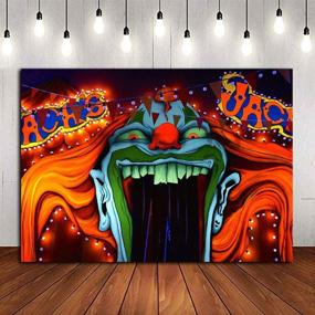 img 2 attached to 🤡 Creepy Giant Clown Horror Circus Halloween Backdrop - 5x3ft Vinyl Evil Haunted House Party Banner for Scary Entrance Photography