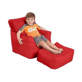 img 1 attached to 🪑 FDP SoftScape Bean Bag Chair and Ottoman Set - Red: Perfect Furniture for Kids, Reading, Gaming, and Relaxation in Classrooms, Daycares, Libraries, or Home