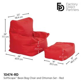 img 3 attached to 🪑 FDP SoftScape Bean Bag Chair and Ottoman Set - Red: Perfect Furniture for Kids, Reading, Gaming, and Relaxation in Classrooms, Daycares, Libraries, or Home