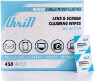 🖼️ thrill lens and screen cleaning wipes: pre-moistened 450-pack with bonus eyeglass cleaner & computer screen cloths logo