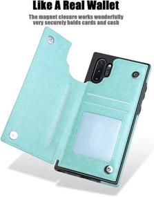 img 2 attached to 🌸 Samsung Galaxy Note 10+ Plus Case - MMHUO Flower Magnetic Back Flip Wallet Case with Card Holder for Women, Protective Phone Case for Samsung Note 10+, Mint