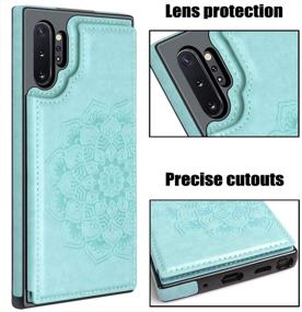 img 1 attached to 🌸 Samsung Galaxy Note 10+ Plus Case - MMHUO Flower Magnetic Back Flip Wallet Case with Card Holder for Women, Protective Phone Case for Samsung Note 10+, Mint