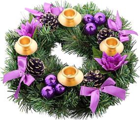 img 4 attached to Advent Calendar Season Candle Holder: Purple Ribbon Christmas Wreath - Centerpiece Décor for Advent Candle and X-mas Candles Decorations