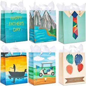 img 4 attached to 🎁 Премиум подарочные сумки к Дню Отца: 6 потрясающих дизайнов с ручками + бумага для упаковки (32 штуки)
