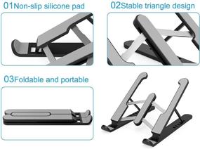 img 2 attached to Регулируемая портативная подставка для ноутбука - Verala ABS эргономичный держатель для компьютера с складным дизайном - Подъемник для компьютера крепеж для стола - Совместима с MacBook, Air, Pro и всеми ноутбуками - 13”15”16”17” размеры