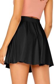 img 2 attached to 👗 SheIn Women's Casual Skater Flared Wrap Short Skirt with Self-Belted Overlap & Elastic Waist