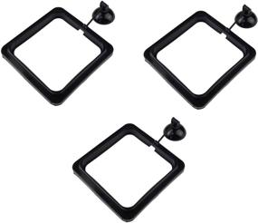 img 4 attached to 🐠 Zelerdo 3-Pack Aquarium Fish Feeding Ring Floating Food Feeder with Suction Cup - Square Shape, Black