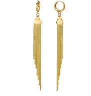 🎁 dainty hypoallergenic tassel dangle earrings - 18k gold plated long metal chain drop earrings for women, girls, and kids – minimalist huggie hoop fringe earrings – perfect christmas and thanksgiving day gifts logo