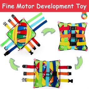 img 1 attached to 🧩 Sensory Buckle Pillow for Children - Learning Fine Motor Skills & Problem Solving - Educational Travel Toy - Montessori Fidgets for Kids - Plush Threading, Counting, and Zipper Activities - 12 Basic Skills