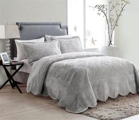 img 3 attached to 🌙 Stay Cool and Comfy All Night: VCNY Home Westland Lightweight King Size Bedspread for Hot Sleepers in Grey