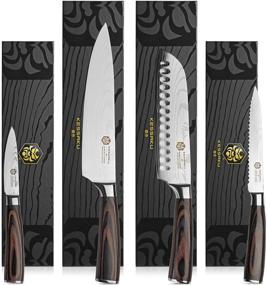 img 4 attached to 🔪 Samurai Series Kessaku 4 Knife Set - High Carbon 7Cr17MoV Stainless Steel - 8-Inch Chef, 7-Inch Santoku, 5.5-Inch Utility, 3.5-Inch Paring