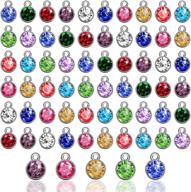 72-piece crystal birthstone charms: sparkling diy beads for handmade jewelry making, 7mm pendant rings included logo