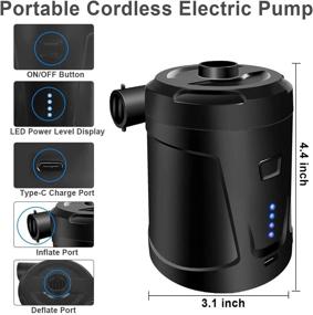 img 1 attached to Portable Rechargeable Electric Air Pump for Pool Inflatables - 5000mAh, 3 Nozzle Inflator/Deflator, Airbeds, Mattresses, Pool Rafts & Floaties