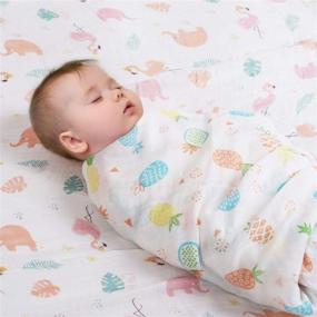 img 3 attached to 👶 Набор пеленок Viviland Baby Muslin - 70% бамбук, 30% хлопок, пеленки для младенцев мальчиков и девочек, 4 штуки, 47 х 47 дюймов, Фламинго, кролик, ананас, одуванчик - в подарочной коробке.