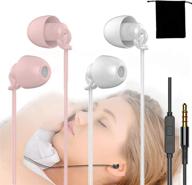 🎧 experience silent and comfortable sleep: 2pack sleep headphones for side sleepers in pink and white, with carry pouch - eco soft logo