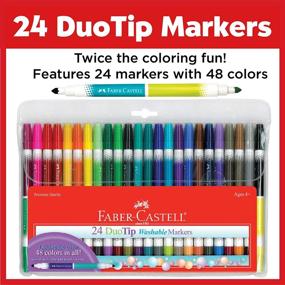 img 3 attached to Faber-Castell DuoTip Washable Markers - 24 Markers with 48 Vibrant Colors for Versatile Artistic Expression
