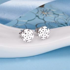 img 1 attached to Winter Elegance: EleQueen 925 Sterling Silver Snowflake Stud Earrings 8mm for Her