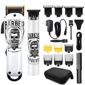 img 4 attached to 💇 Ultimate Haircut Set: BESTBOMG Cordless Hair Clippers & Trimmer T-Blade with Ceramic Blade, 10 Guide Combs, Rechargeable 2000mAh/1200mAh - Perfect for Men, Fathers, Husbands, Boyfriends