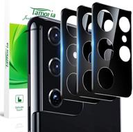 [3 пакета] защитное стекло с ситопечатью tamoria для камер samsung galaxy s21 ultra - ультратонкое, без пузырей, противоударное, черное - защита камеры s21 ultra логотип