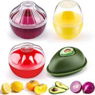 🍅 silicone fruit and vegetable savers - fridge storage containers for avocado, lemon, tomato, and onion - refrigerator vegetable crisper логотип