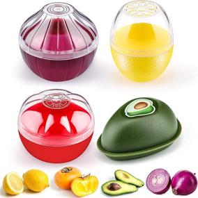 img 4 attached to 🍅 Silicone Fruit and Vegetable Savers - Fridge Storage Containers for Avocado, Lemon, Tomato, and Onion - Refrigerator Vegetable Crisper