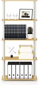 img 1 attached to 📚 FURINNO Turn-N-Tube 5-Tier Multipurpose Shelf Display Rack in Beech/White – Versatile Space-Saving Solution