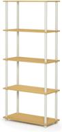 📚 furinno turn-n-tube 5-tier multipurpose shelf display rack in beech/white – versatile space-saving solution logo