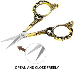 img 2 attached to 🌸 Vintage Plum Blossom Embroidery Scissors Gold 4.5inch Adult - Small Sharp Scissors for Fabric Cutting, Crochet, Thread Crafting - Cutting Tools Accessories by BROSHAN